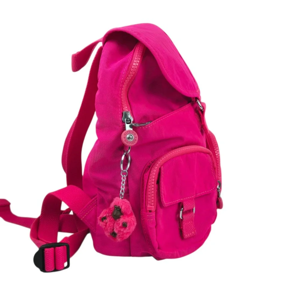 Kipling Firefly N Backpack or Shoulder Bag Hot Pink Furry Monkey Ella 1218
